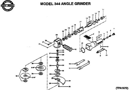 Diagram Diagram and Parts List for IR344  Ingersoll Rand Angle Grinder
